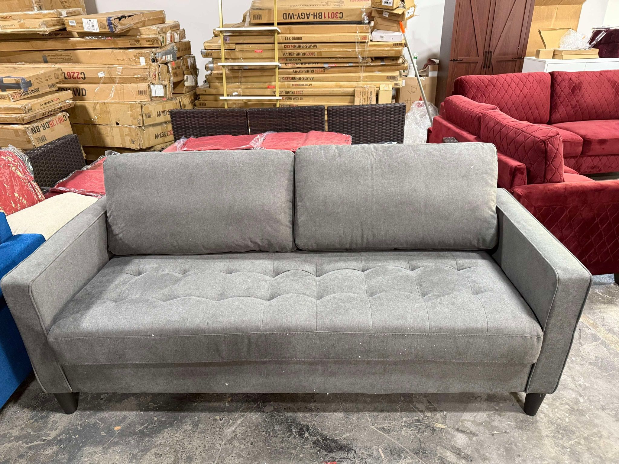 Sofa 3 Seats Gray Color