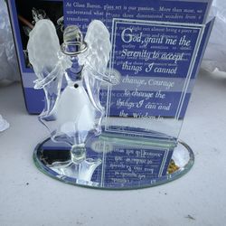 Glass Angel Of Faith Collectible Figurine with Genuine Crystal Accents