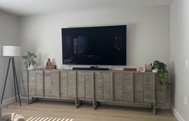 TWO identical SOLID WOOD TV/Console Stands Cabinets