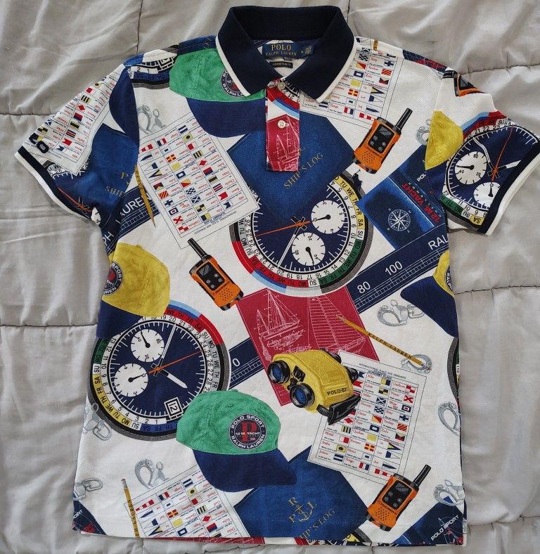 Ralph Lauren Polo Nautical Racing Shirt Size Medium Custom Slim Fit