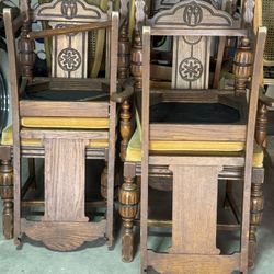 6 Jacobean Style Dining Chairs 1960s