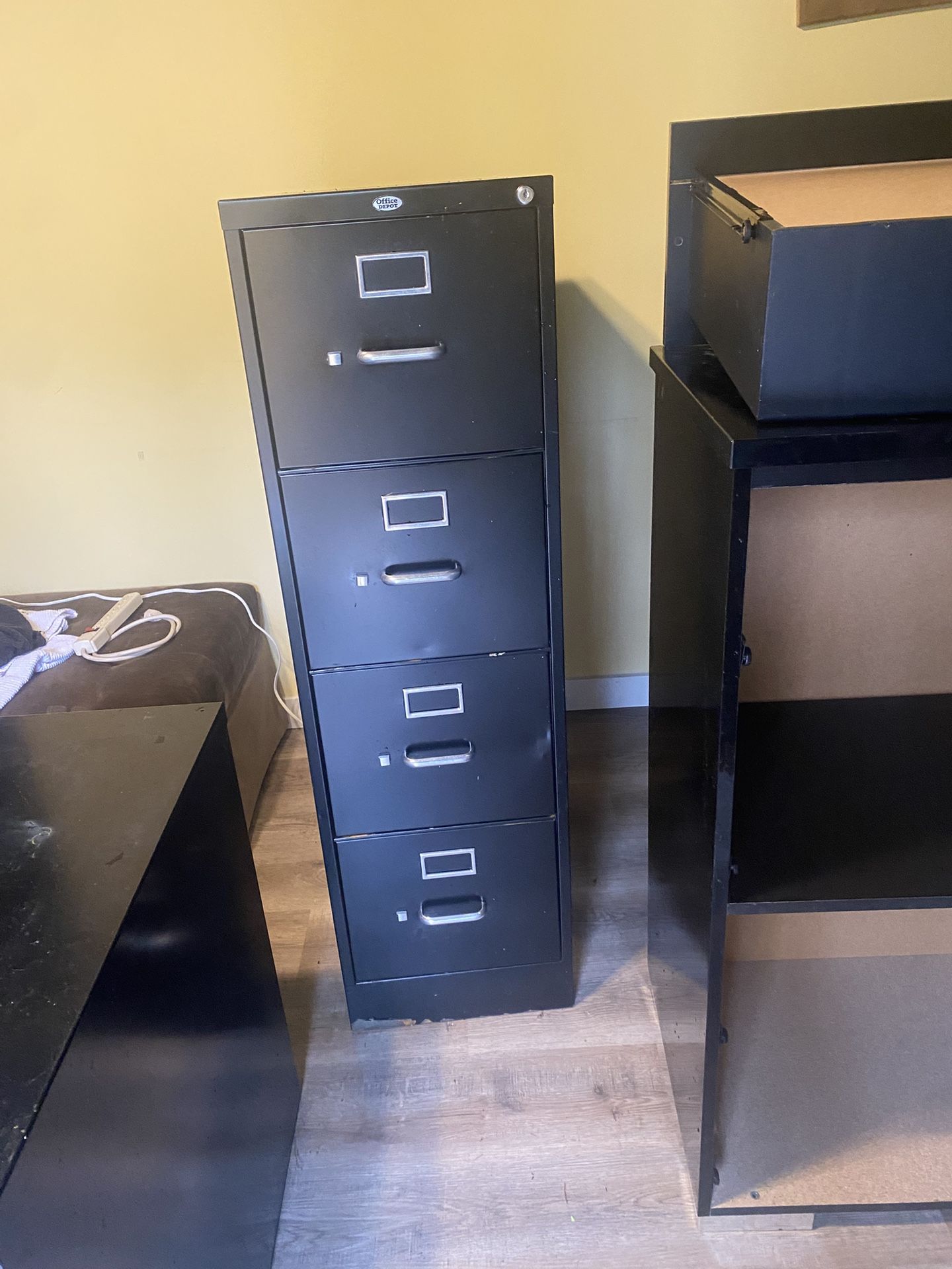 Steel Vertical File Cabinet, Black