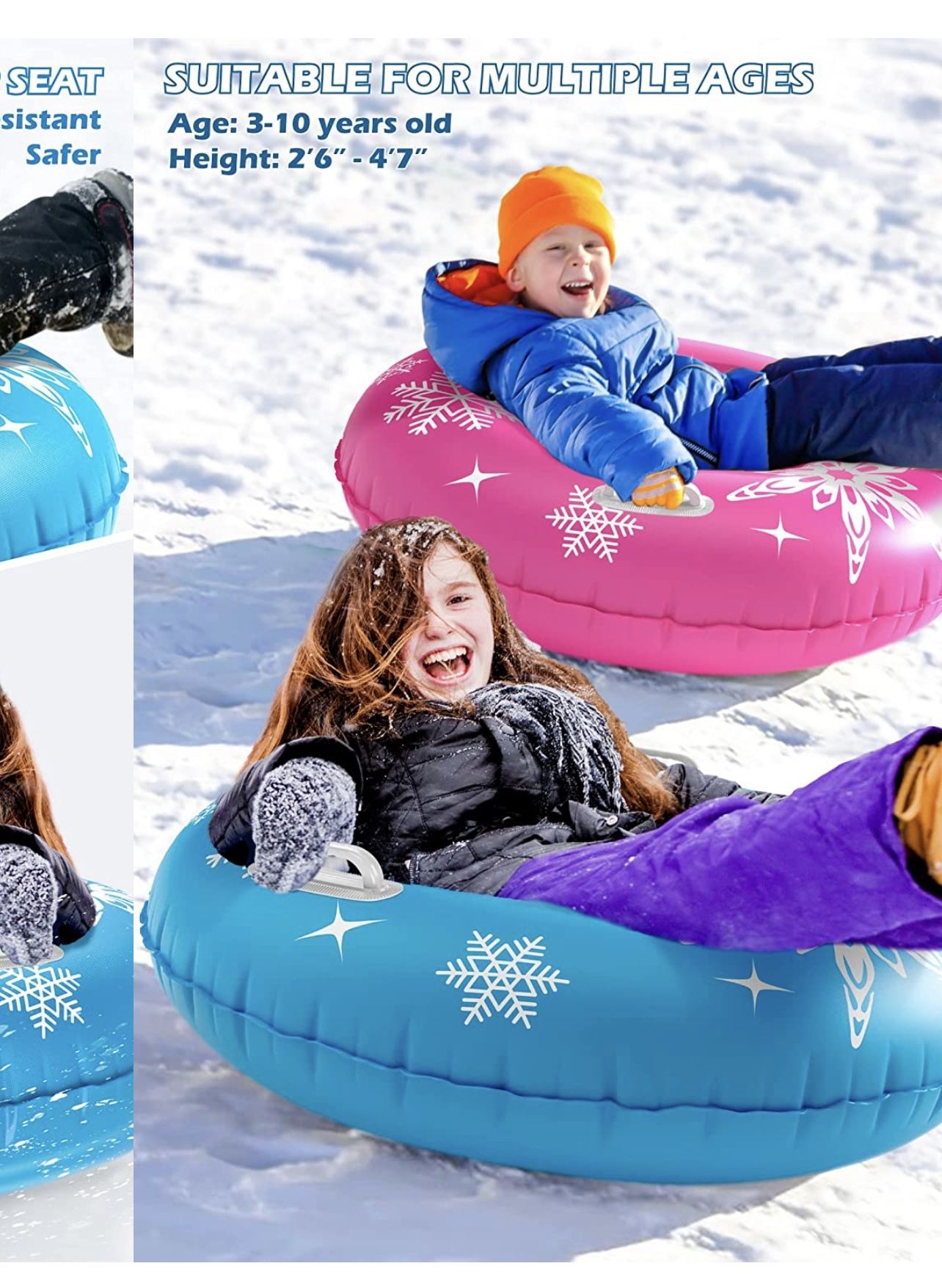 Snow Tube Inflatable Snow Sled Toboggan Snow Toys for Kids and Adults