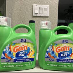 GAIN DETERGENT + ULTRA OXI 144 FL OZ 2 FOR $28.00