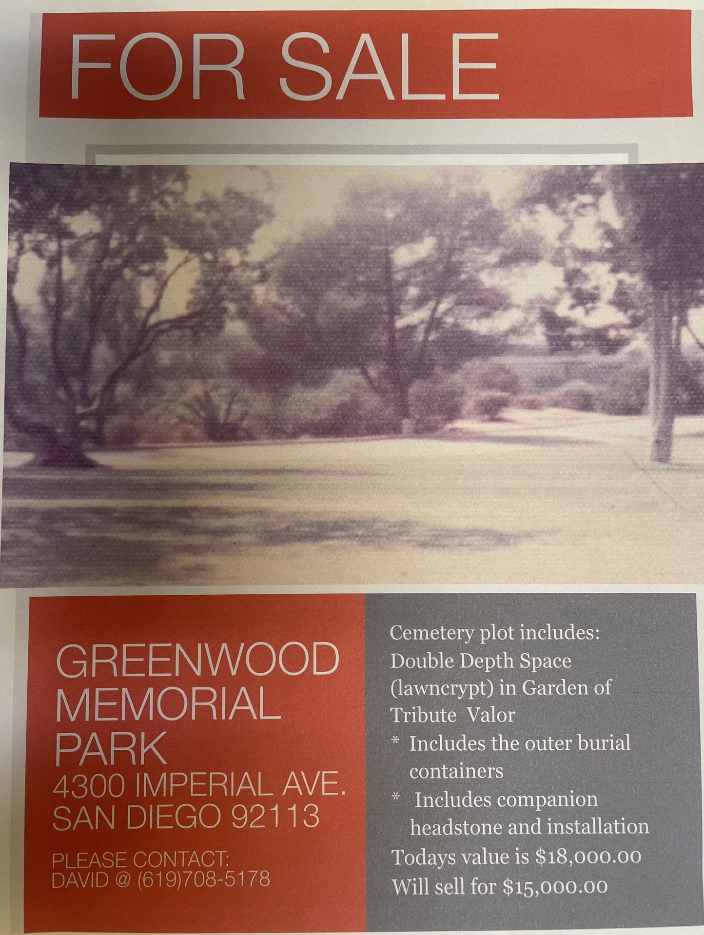 Plots at Greenwood Cemetery for Sale