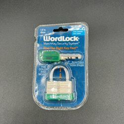WordLock MatchKey 40mm Laminated Steel Warded Padlock Shape Green New