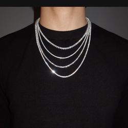 Moissanite Tennis Chain Necklace - 24 inch, 3mm