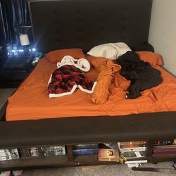 King Bed Frame With Book Shelve Inserts