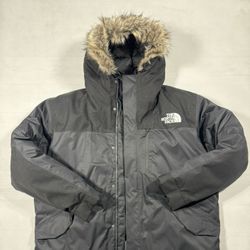 The North Face Men's Brown Fur Trim Hood Long Parka Jacket XXL
