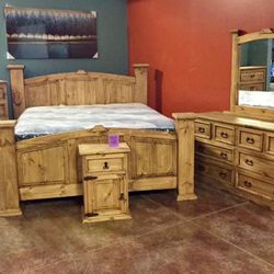 Realistic Bedroom Set Honey Color $54 Down No Credit Needed🔥🔥
