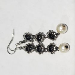 Long Silver White Earrings