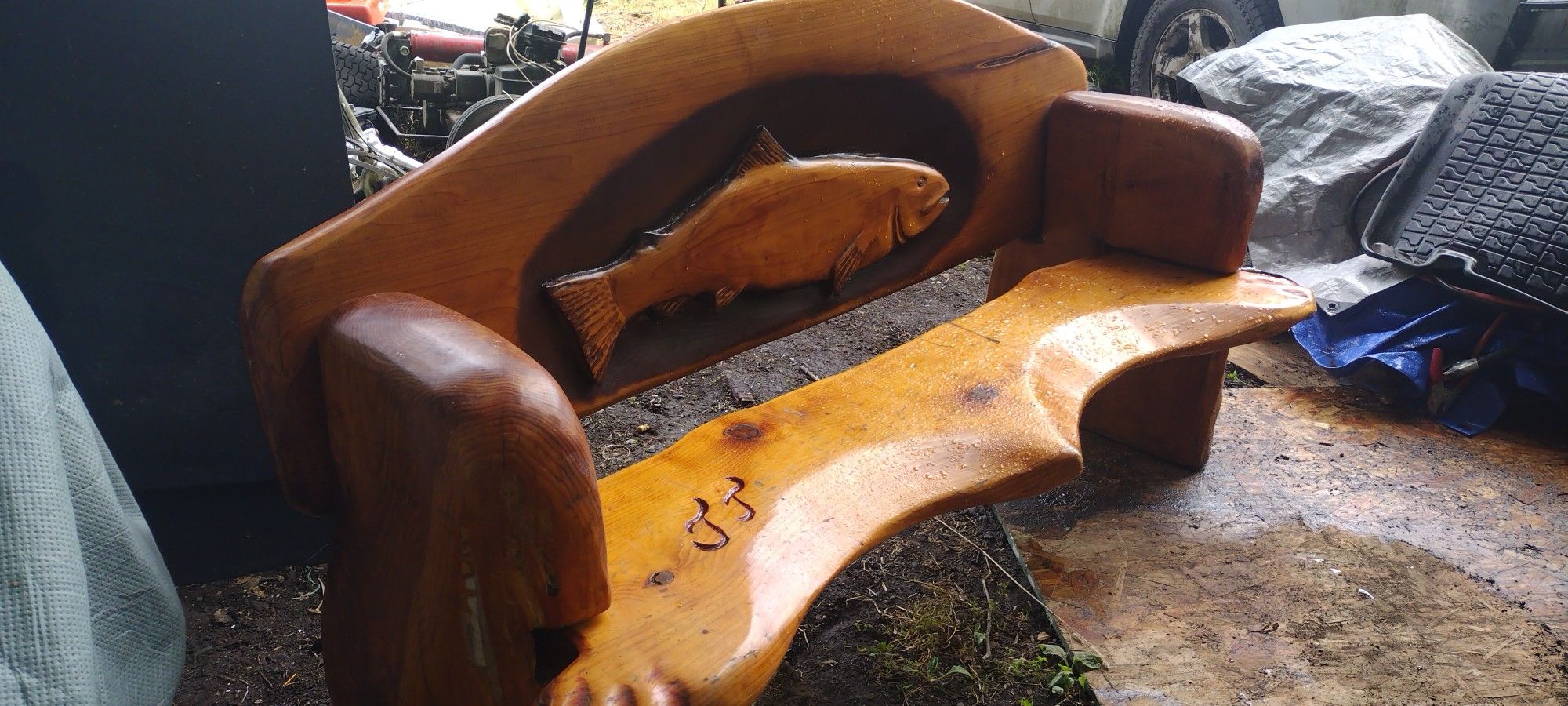Chainsaw Carving Bench Very Nice 🚨🚨🚨