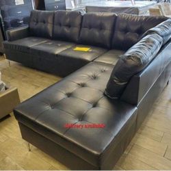L Shaped Faux Leather Sectional Financing Available Same Day Delivery 
