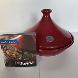 Emile Henry Tajine Red Ceramic 11 2 Qt Made In France with Lid