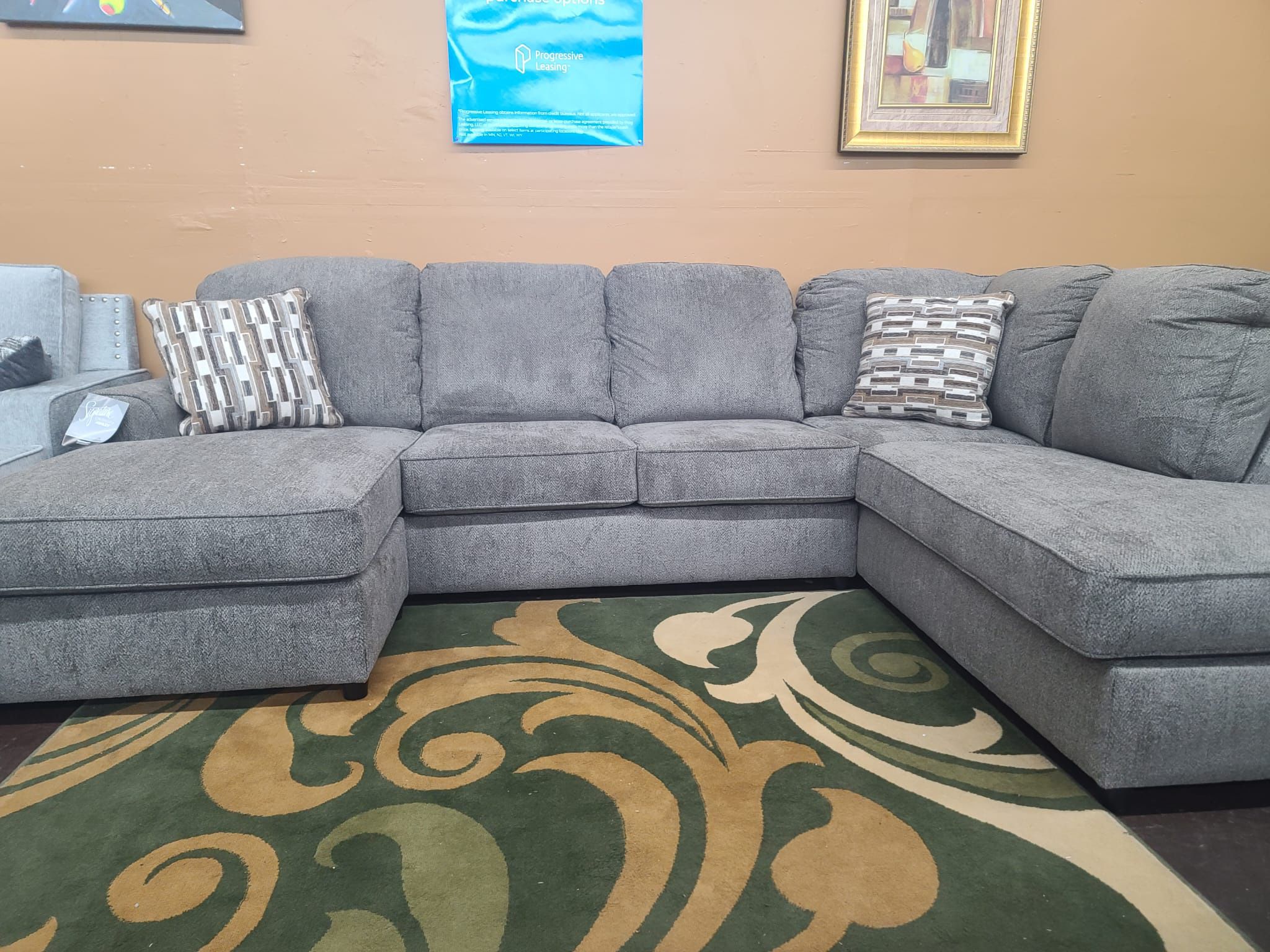 Ashley sectional Earth Tone fabric Sectional