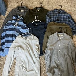 Men’s Casual Clothes Bundle (8) – Sweaters, Flannels, Long Sleeve – L/XL