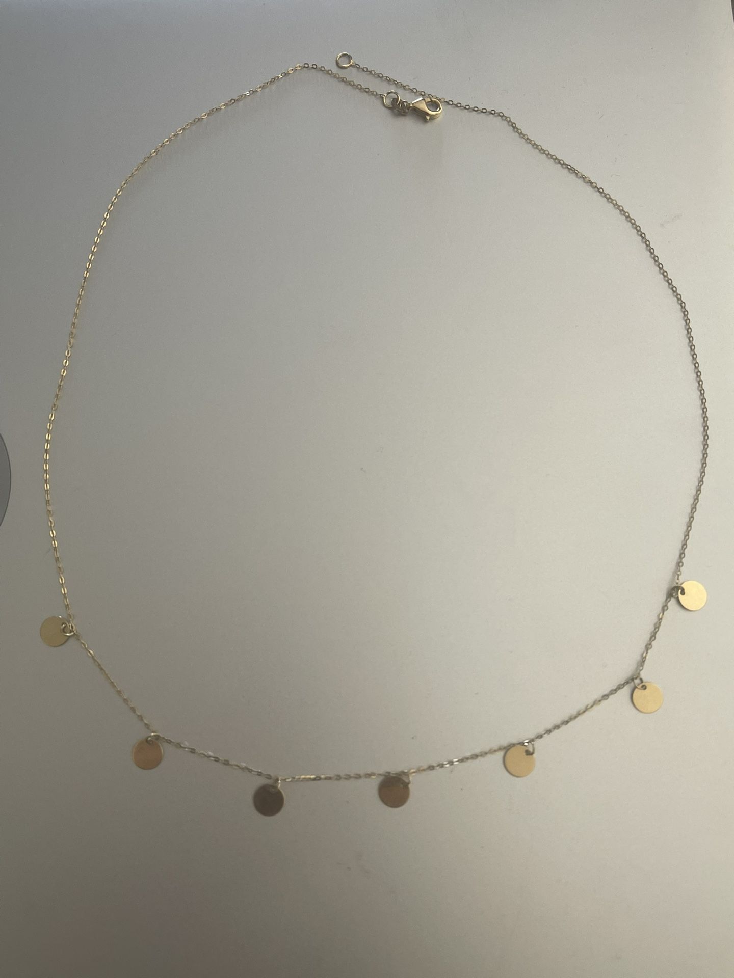 14k Solid Gold Station Necklace