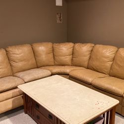 Leather Coach And Tabel