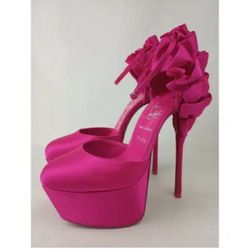 Christian Louboutin Maria Frou Alta 160 ruffled satin platform pumps size 40 