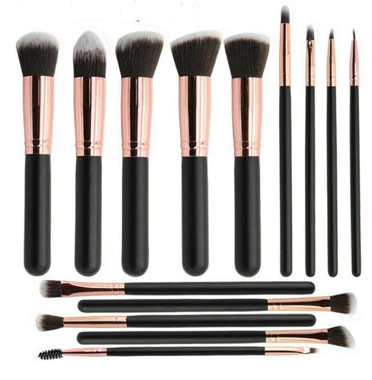 14pcs Makeup Brush Set Powder Foundation Eyebrow Brush Tools Beauty Set Kit Black Gold