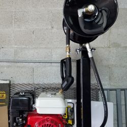 3400 PSI HONDA PRESSURE WASHER WITH STEEL FRAME HOSE REEL 50 FT. PRESSURE HOSE AND GUN