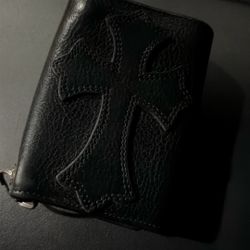 Chrome Hearts 3 Fold Cross Patch Leather Wallet Black Japan JP