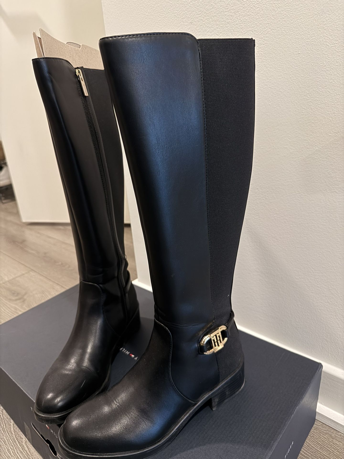Tall black boots - Tommy Hilfiger, Size 7M
