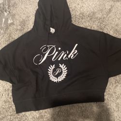 pink cropped fleece hoodie 