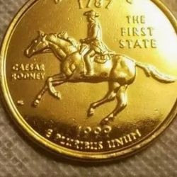 1999 And Circulated Gold Delaware State Quarter I Go