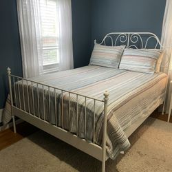 White Queen Bed Frame with Assembly Hardware