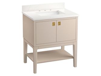 NEW! KOHLER Seagrove by Studio McGee 30″ Bathroom Vanity Cabinet with Sink and Quartz Top in Light Clay
