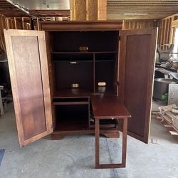 Wooden Armoire W46×74"H ×26" Computer Desk Cabinet