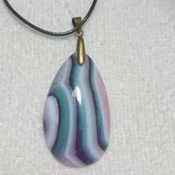 Onyx Stripe Agate Gemstone Heart Shape Pendant Necklace 