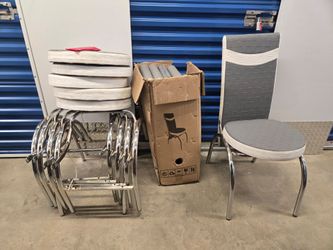 Luxury Grey and White leather dining chairs