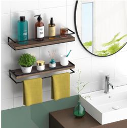 Rustic Medium Walnut Floating Shelves