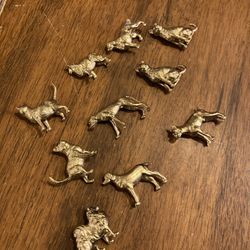 Small gold dog and cat figurines