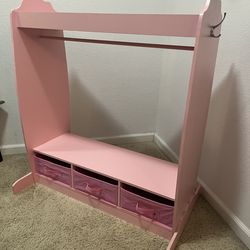 Pink princess kids wardrobe with mirror
