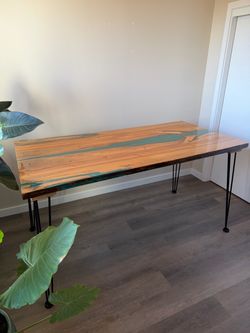 Live Edge Wood Epoxy River Dining Table