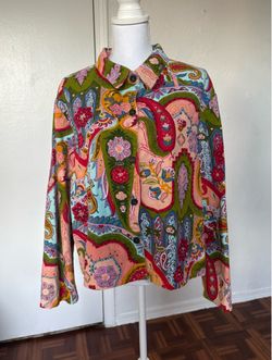 Take Two Clothing Co 100% Cotton multicolor paisley floral print jackets size 1X