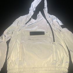 New Members Only Space Suit Silver Reflective Pullover Jacket XL
