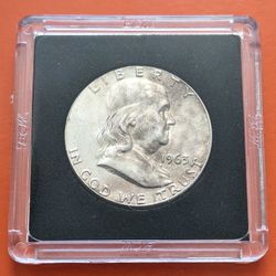1963 Benjamin Franklin uncirculated 90% silver half dollar coin