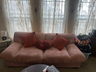 Pink velvet couch