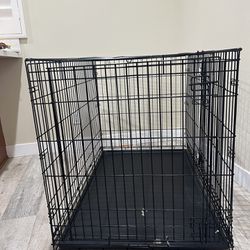 60-Inch Double Door Folding Metal Dog Crate with Divider and Leak-Proof Pan