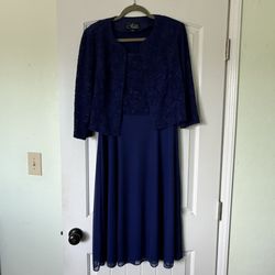 Alex Evenings Empire Waist Dress With Open Soutache Jacket 10P