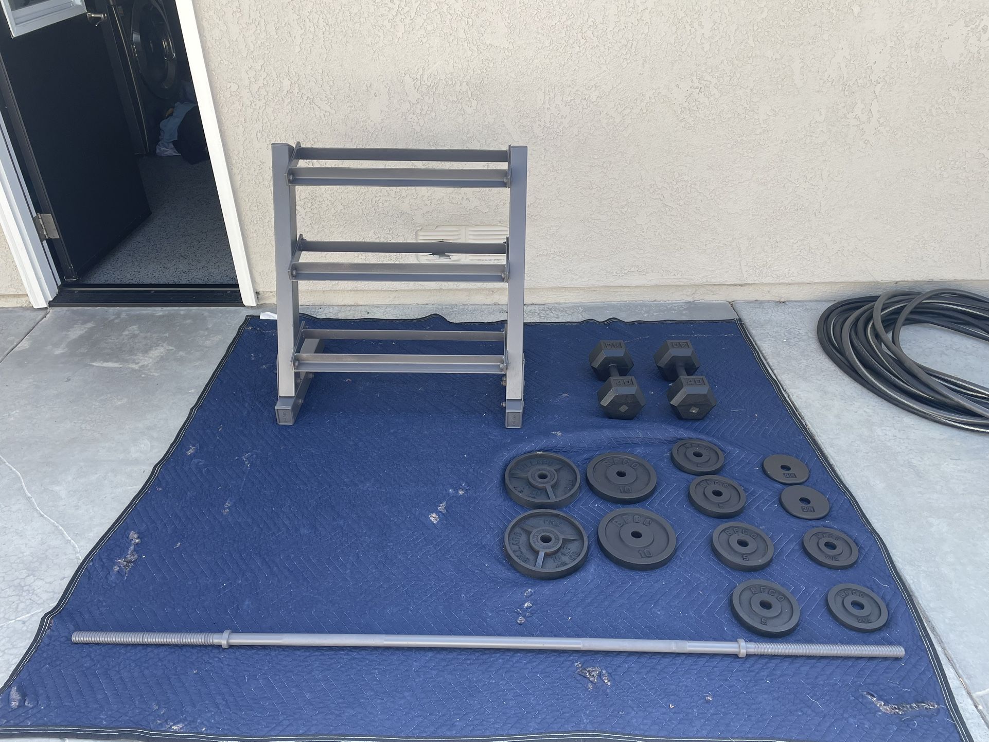 Dumbbells with Plates and Rack