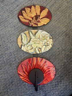 triple oval artisan fused glass wall candle holder