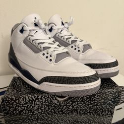 Nike Air Jordan 3 Retro Men's Sneakers Midnight Navy Grey, Size 13, CT8532-140
