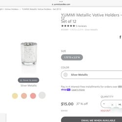 Yummi Candles Silver Mercury Glass Votive Candle Holders