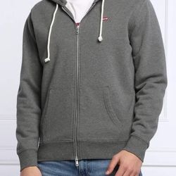 Men’s Levi’s Gray Logo Zip Up Hooded Jacket Size Large