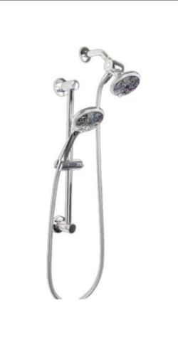Glacier Bay Wall Bar 6 -Spray Patterns with 1.8 GPM 4.5 in. Wall Mount Dual Shower Heads with Nail Glue Installation in Chome